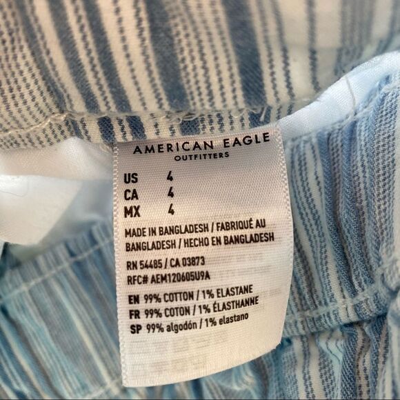 American Eagle-Pinstripe Mom High Rise Paper Bag Shorts (Size:4) - Picture 9 of 10
